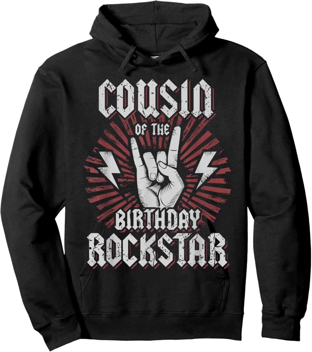 Cousin of the Birthday Rockstar Matching Rocker Rock Star Hoodie - Hoodie | Black
