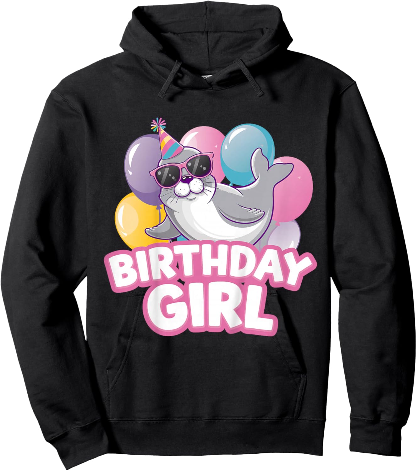 Kids Birthday Girl Seal Kids Hoodie - Hoodie | Black