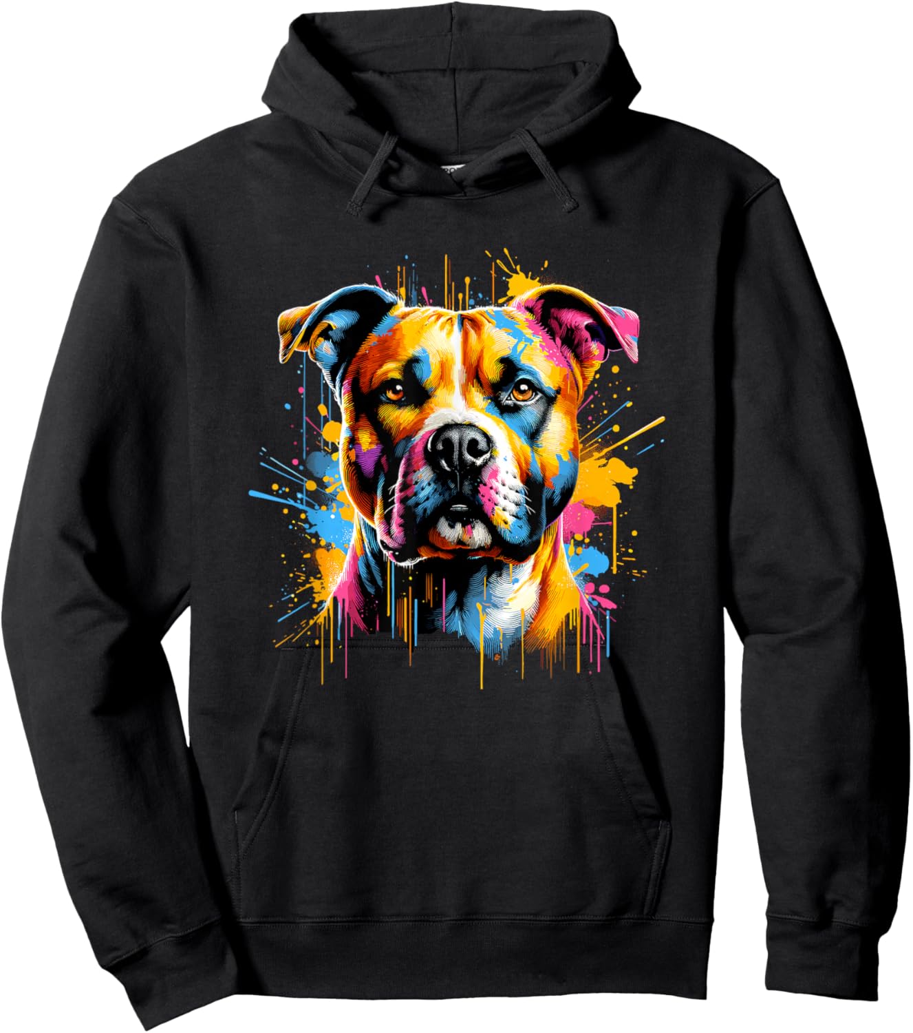Splash Art American Staffordshire Terrier Amstaff Hoodie - Hoodie | Black