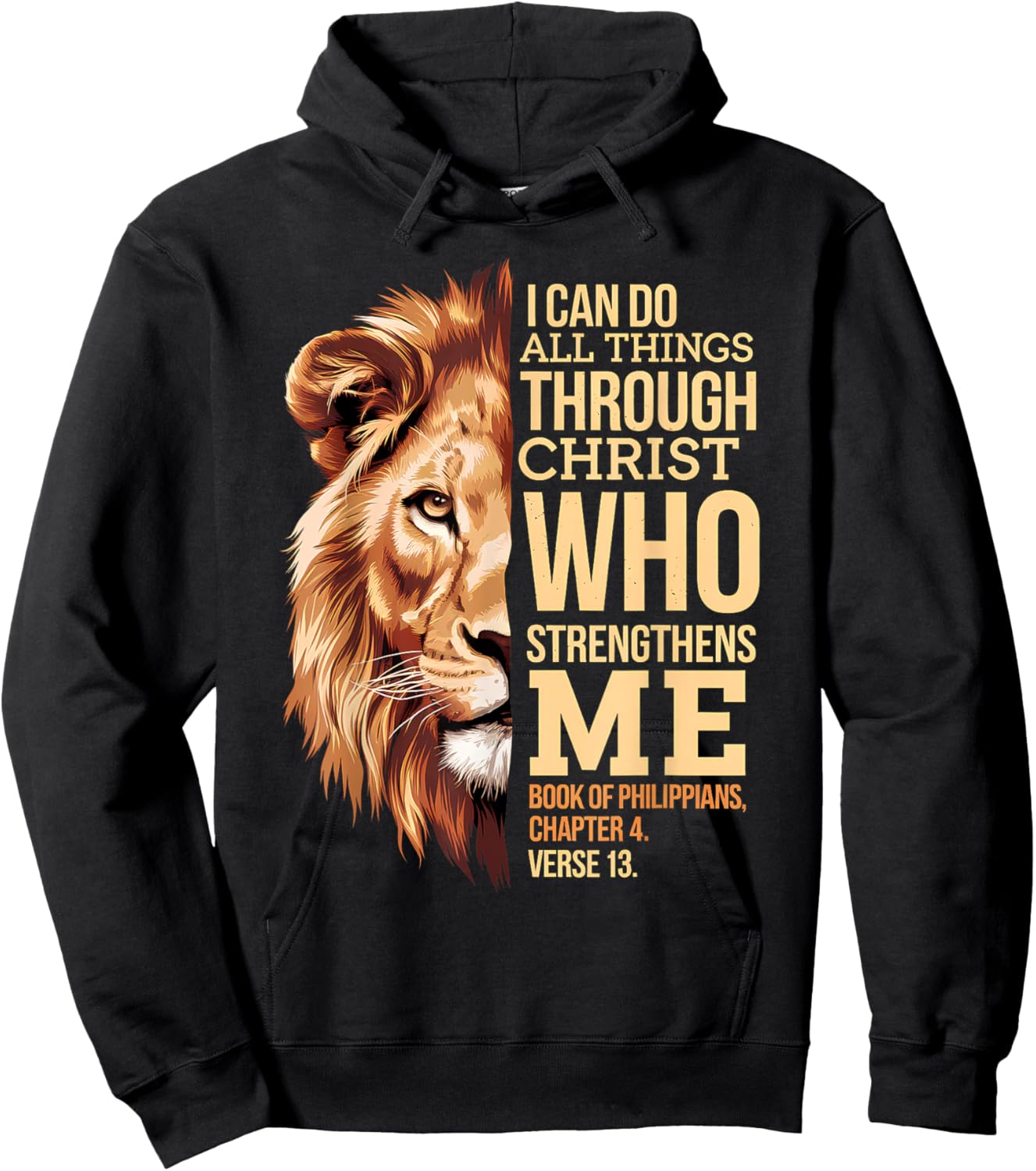 Christian I Can Do All Things Through Christ Lion faith Hoodie - Hoodie | Black