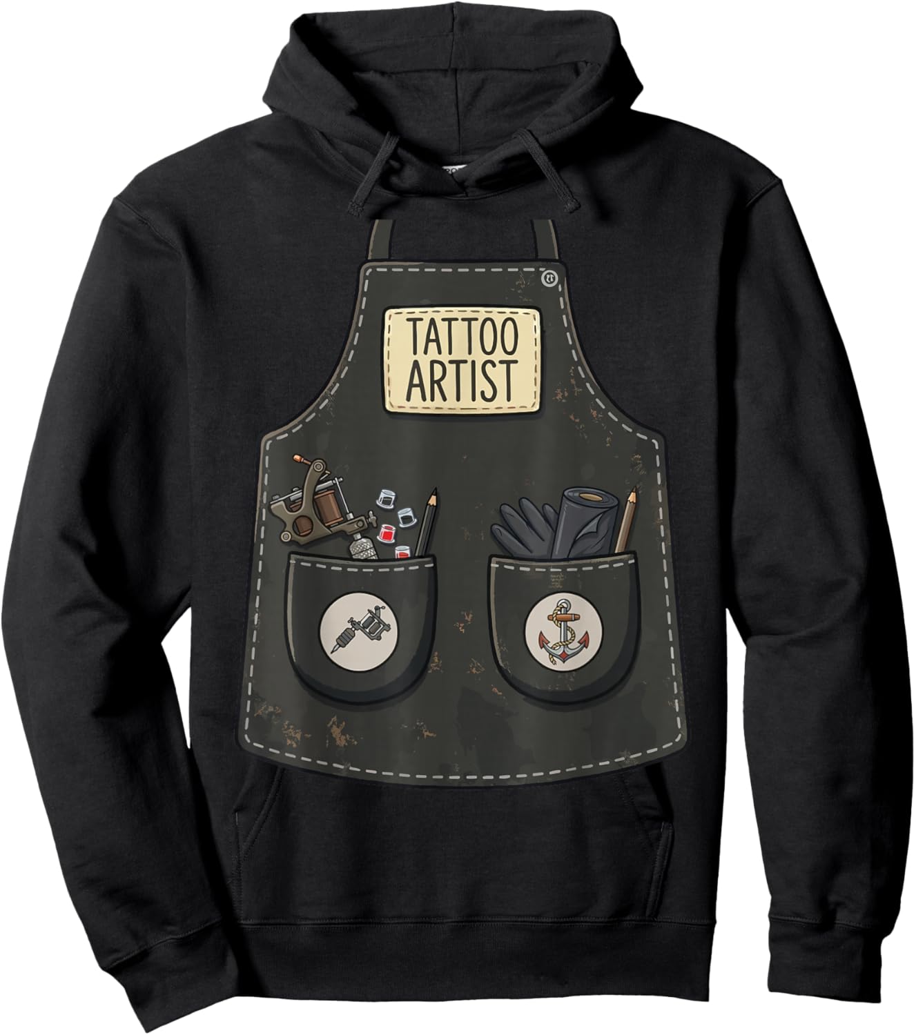 Tattoo Artist Funny Inked Tattooer Halloween Apron Costume Hoodie - Hoodie | Black