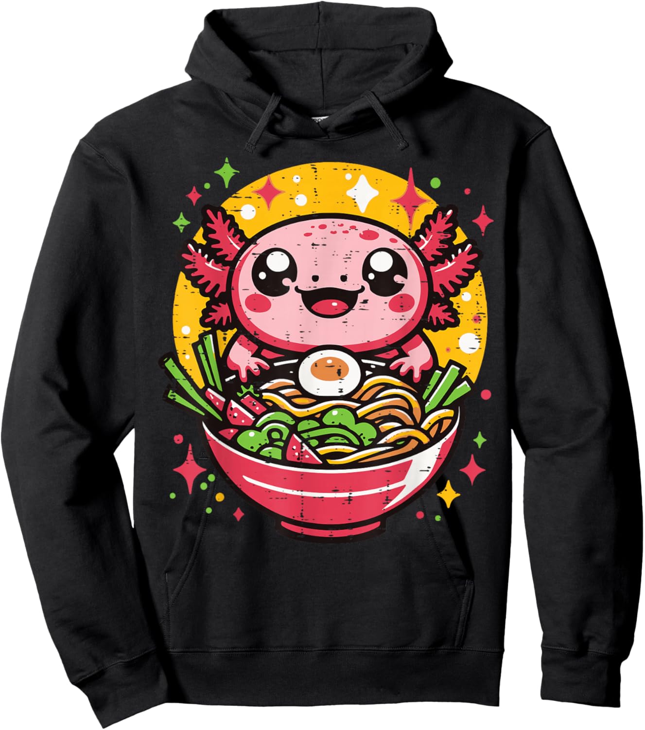 Axolotl Ramen Kawaii Japanese Noodle Anime Kids Women Men Hoodie - Hoodie | Black
