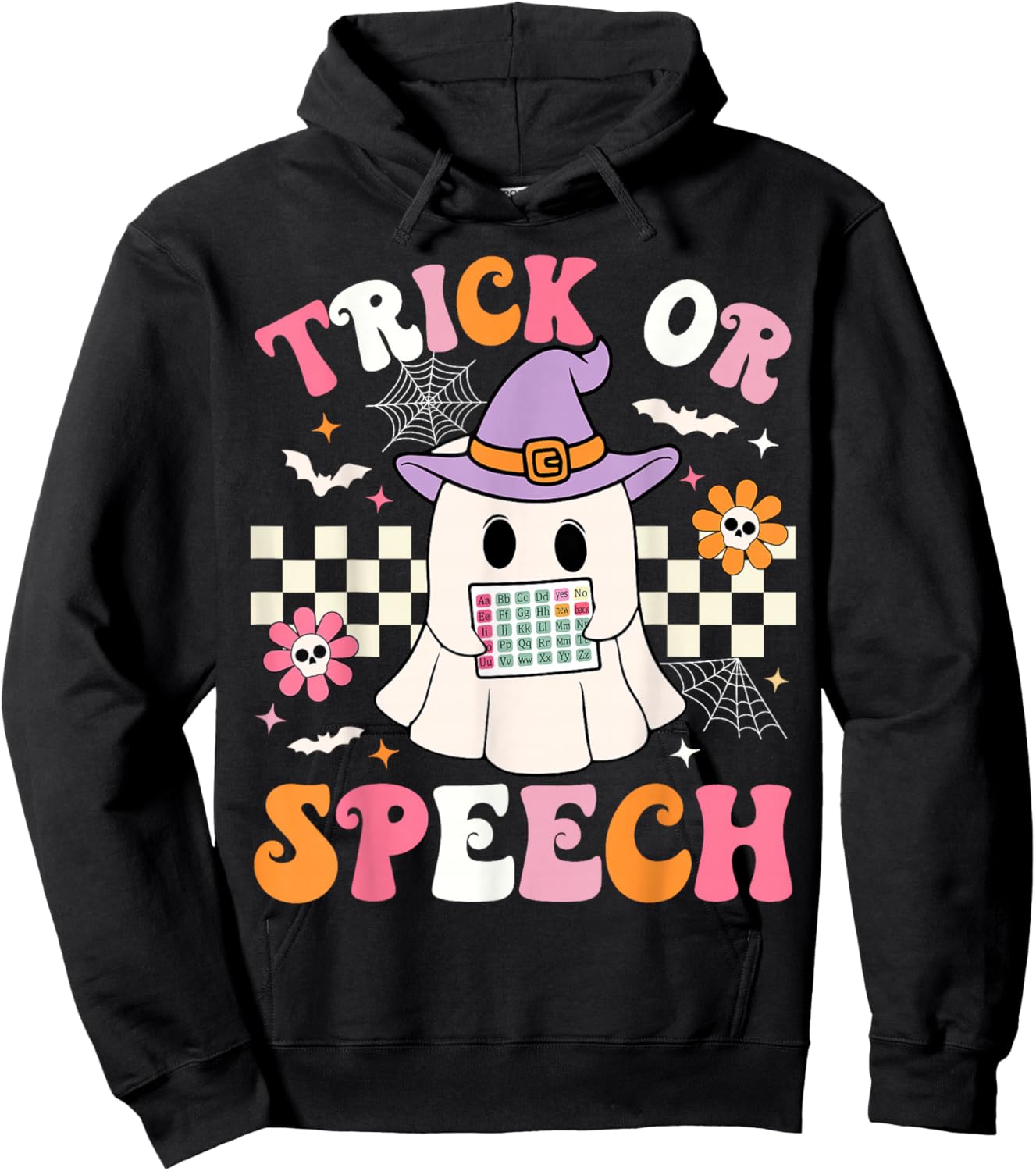 Trick or Speech Funny SLP Halloween Speech Therapy Halloween Hoodie - Hoodie | Black