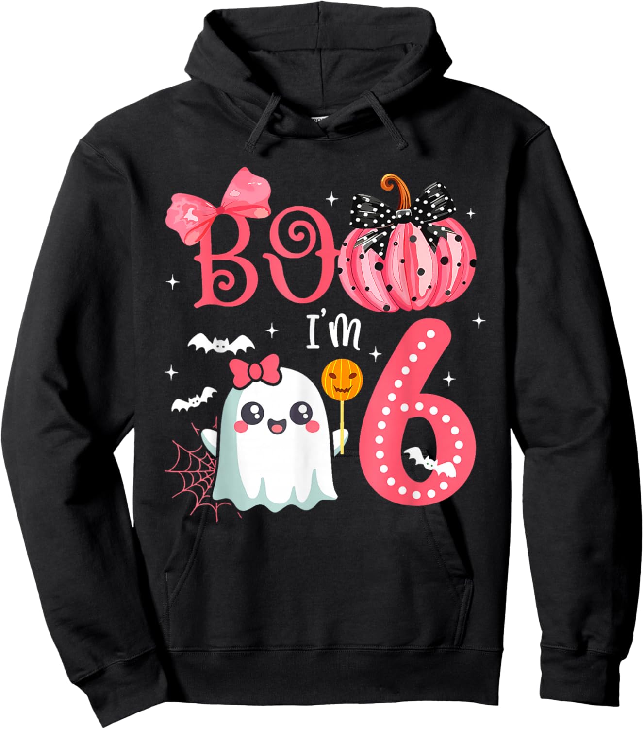 Boo I'M 6 Years Old Ghost 6Th Birthday Halloween Ghost Girls Hoodie - Hoodie | Black