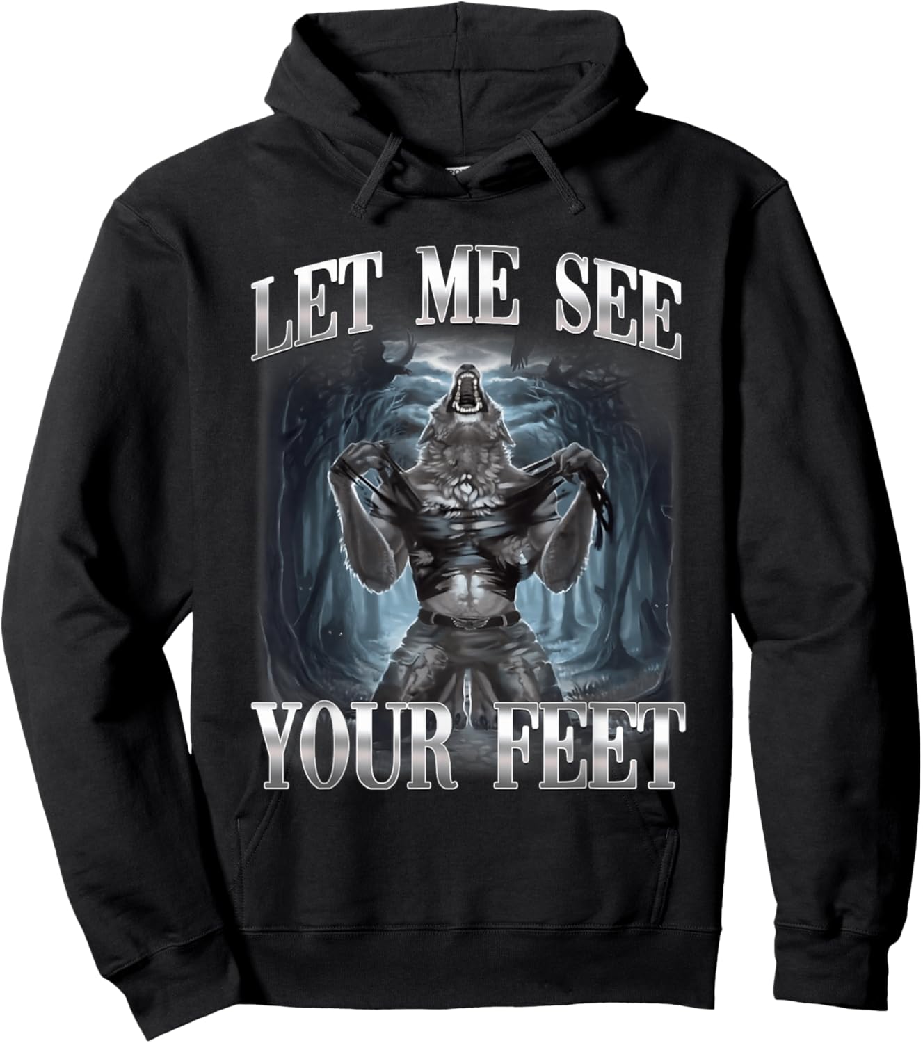 Lass Mich Deine Füße sehen Alpha Wolf Ironic Meme Hoodie - Hoodie | Black