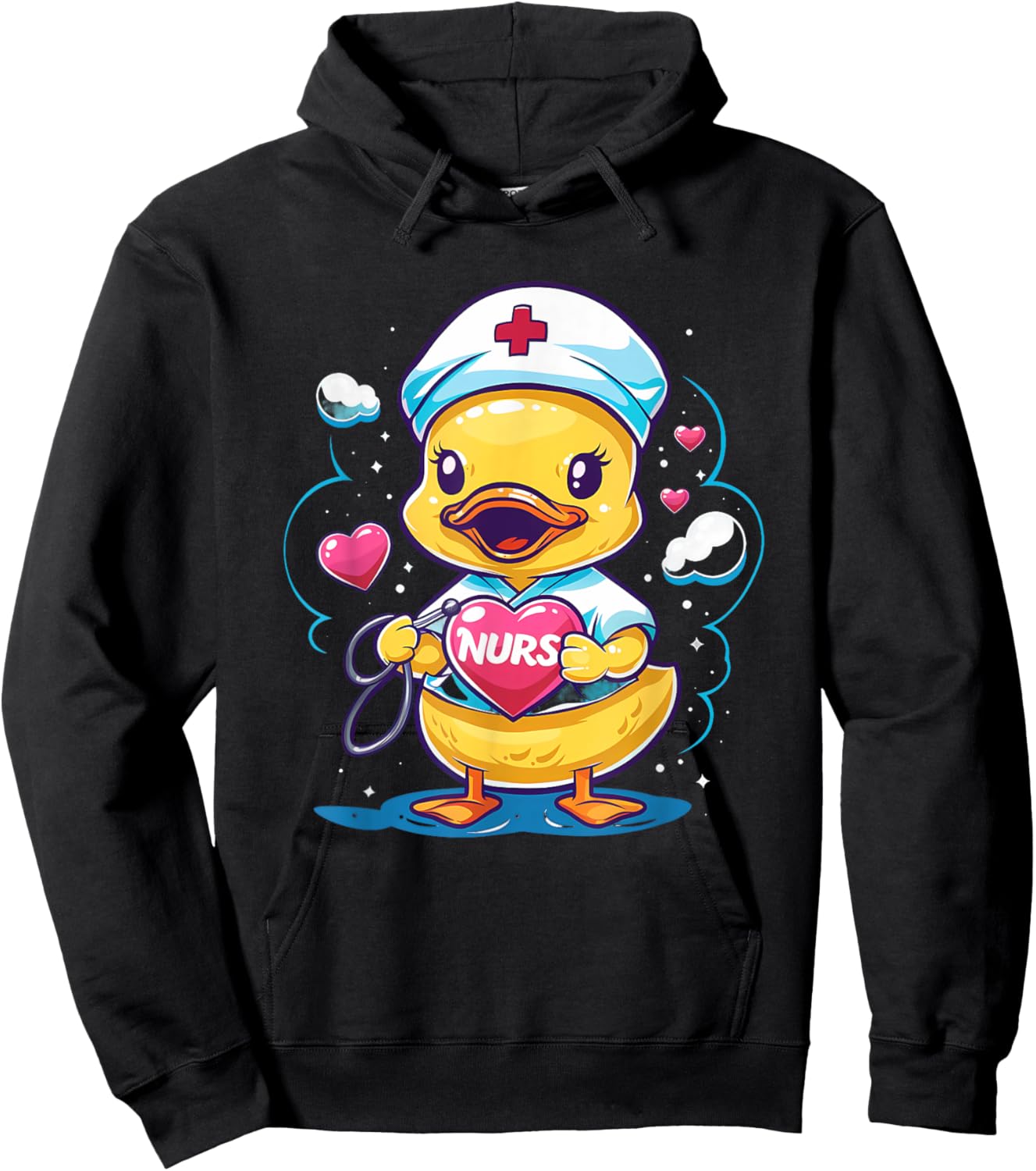 Rubber Duck Nurse Stethoscope Nursing Medical Rubber Duck Hoodie - Hoodie | Black