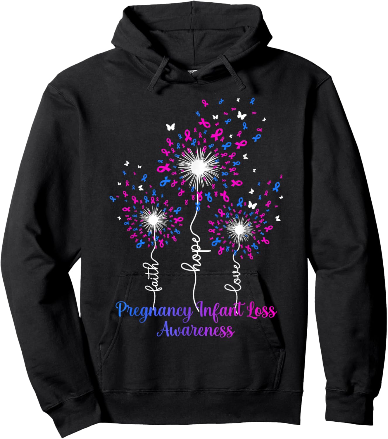 Dandelion Faith Hope Love Pregnancy Infant Loss Awareness Hoodie - Hoodie | Black