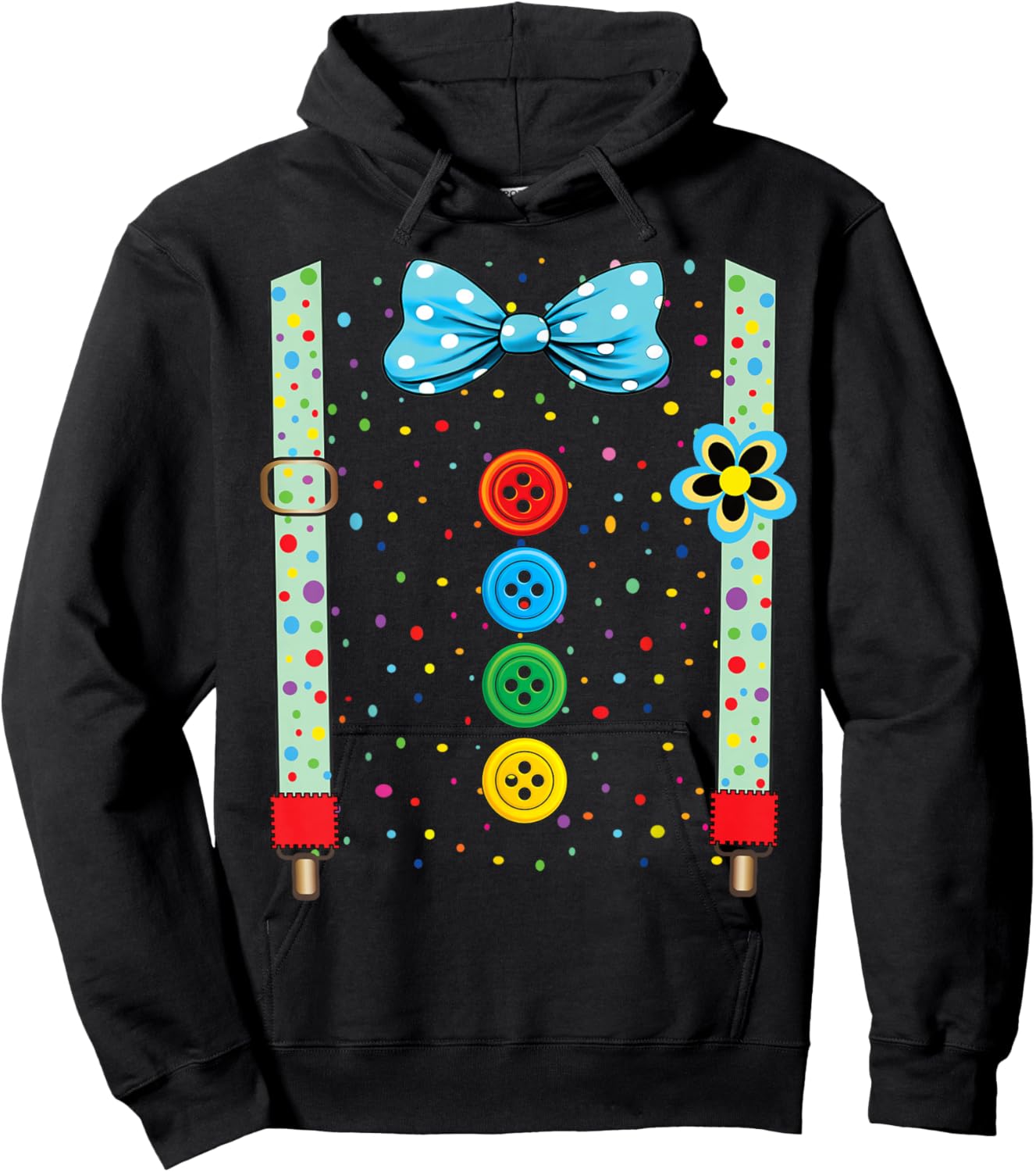 Carnival Costume Fancy Dress Costume Funny Clown Confetti Hoodie - Hoodie | Black