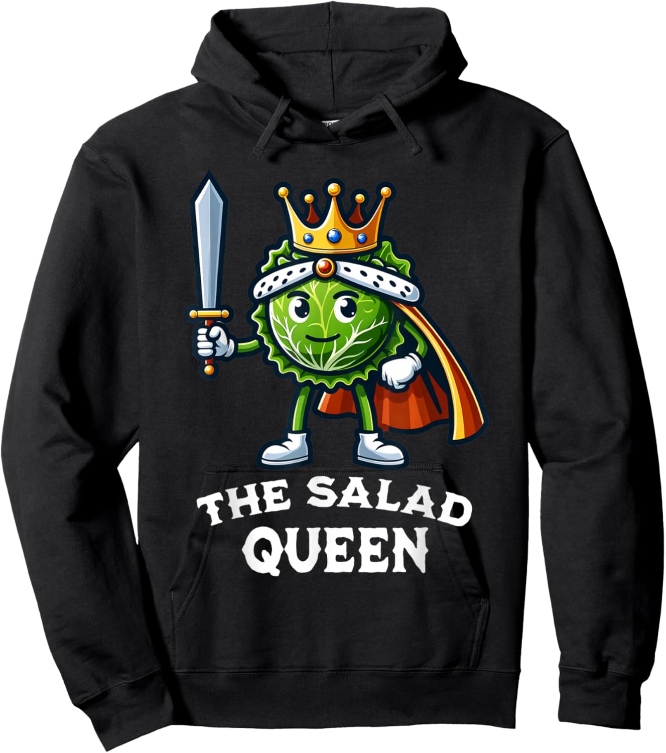 The Salad Queen Funny Salad Lover Lettuce Healthy Eating Hoodie - Hoodie | Black