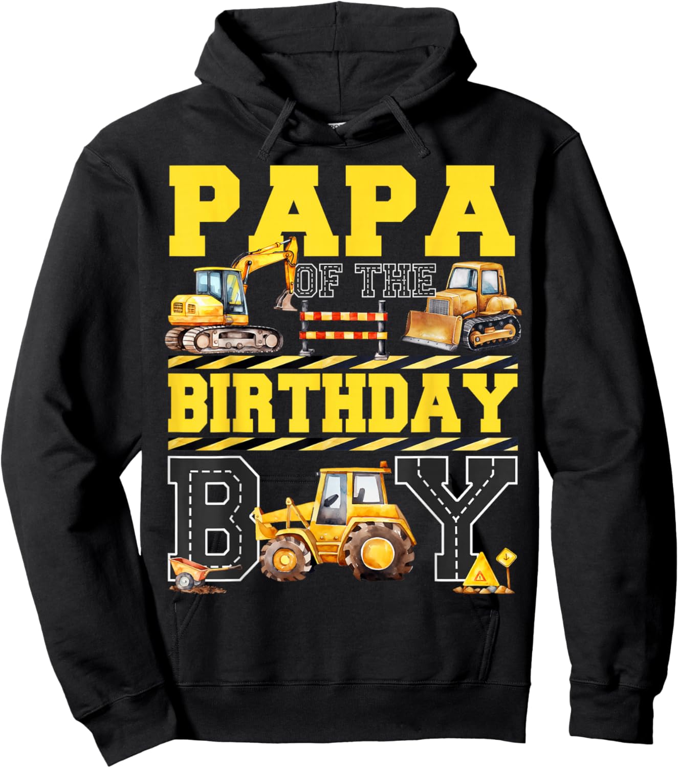 Papa Of The Birthday Digger for Boy Excavator Builder Bday Hoodie - Hoodie | Black