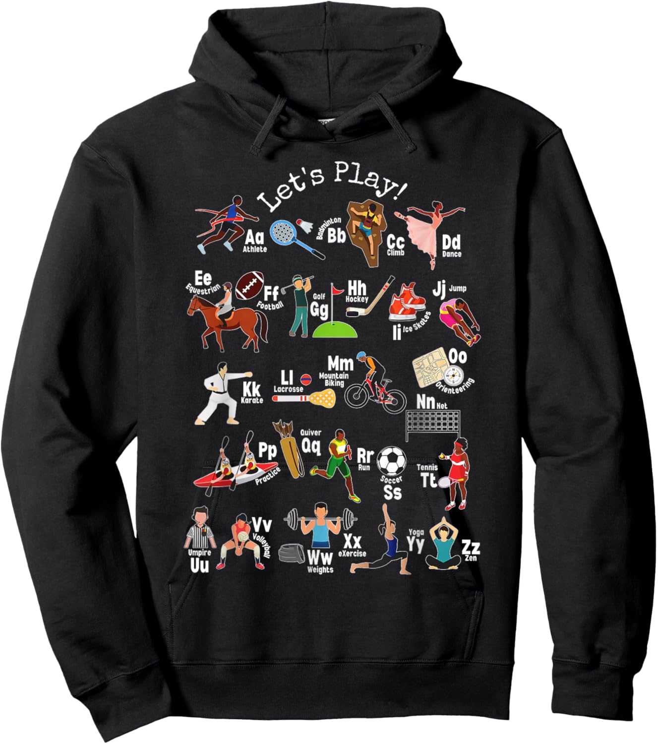 PE Teacher Alphabet ABCs Physical Education Health Teacher Hoodie - Hoodie | Black