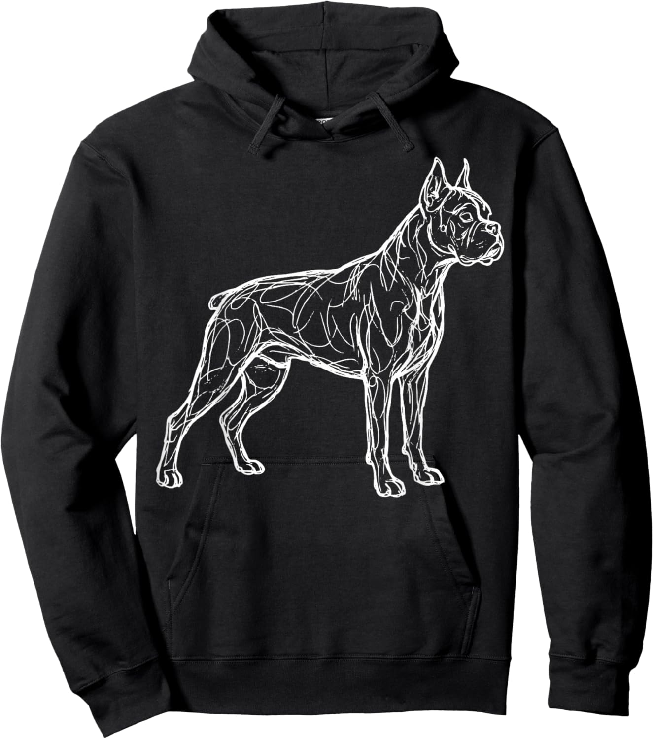 Boxer Dog Line Art Hoodie - Hoodie | Black