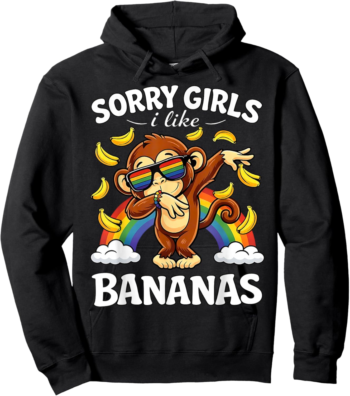 Sorry Girls I Like Bananas Funny LGBTQ Pride Month Hoodie - Hoodie | Black