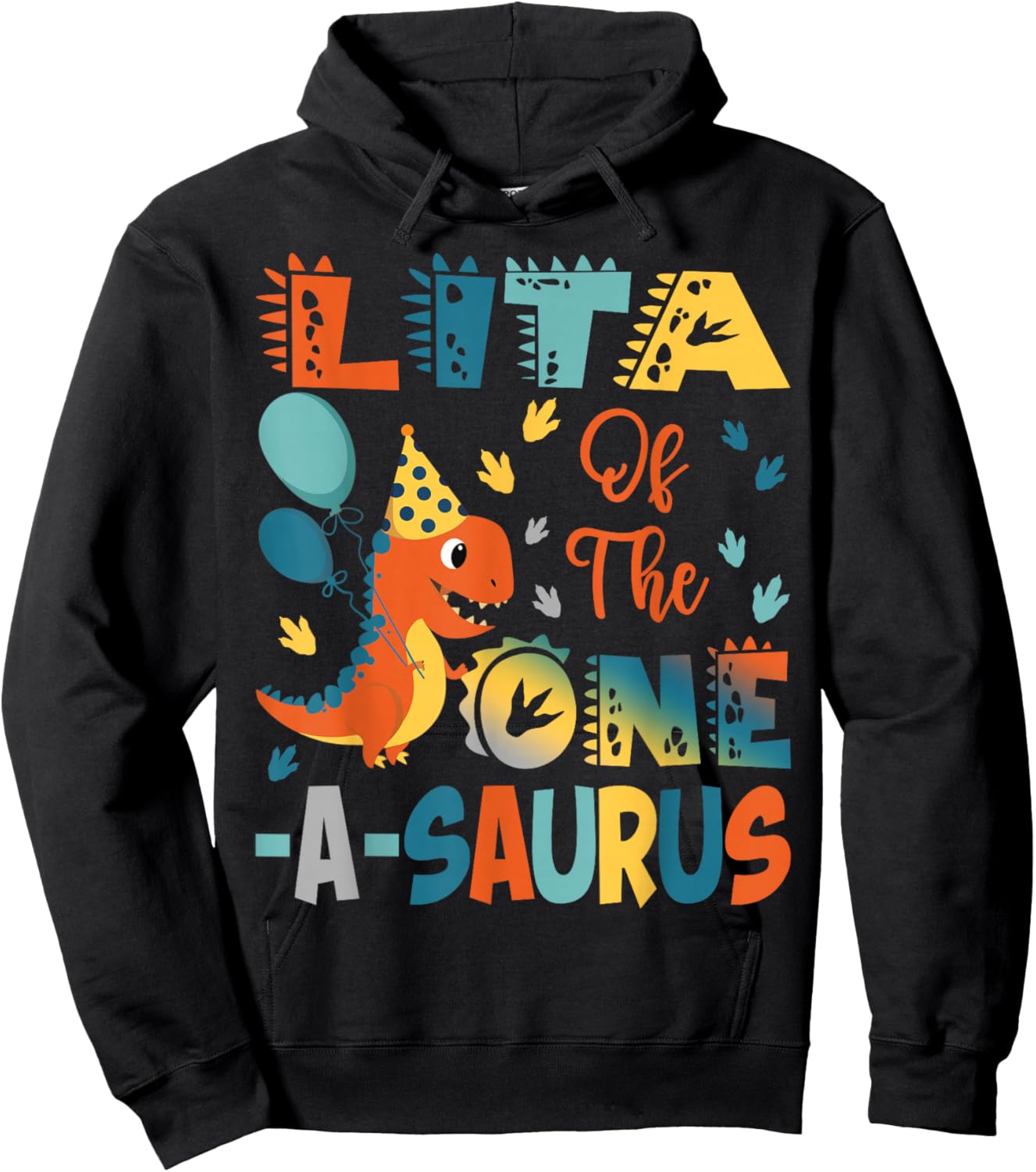 Lita Of The One-A-Saurus 2Nd Birthday Dinosaur Party Hoodie - Hoodie | Black