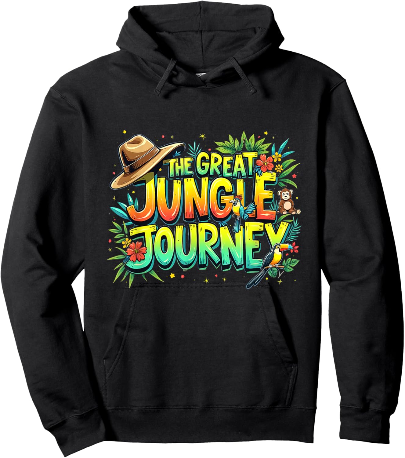 Retro The Great Jungle Journey Adventure Theme VBS Graphic Hoodie - Hoodie | Black