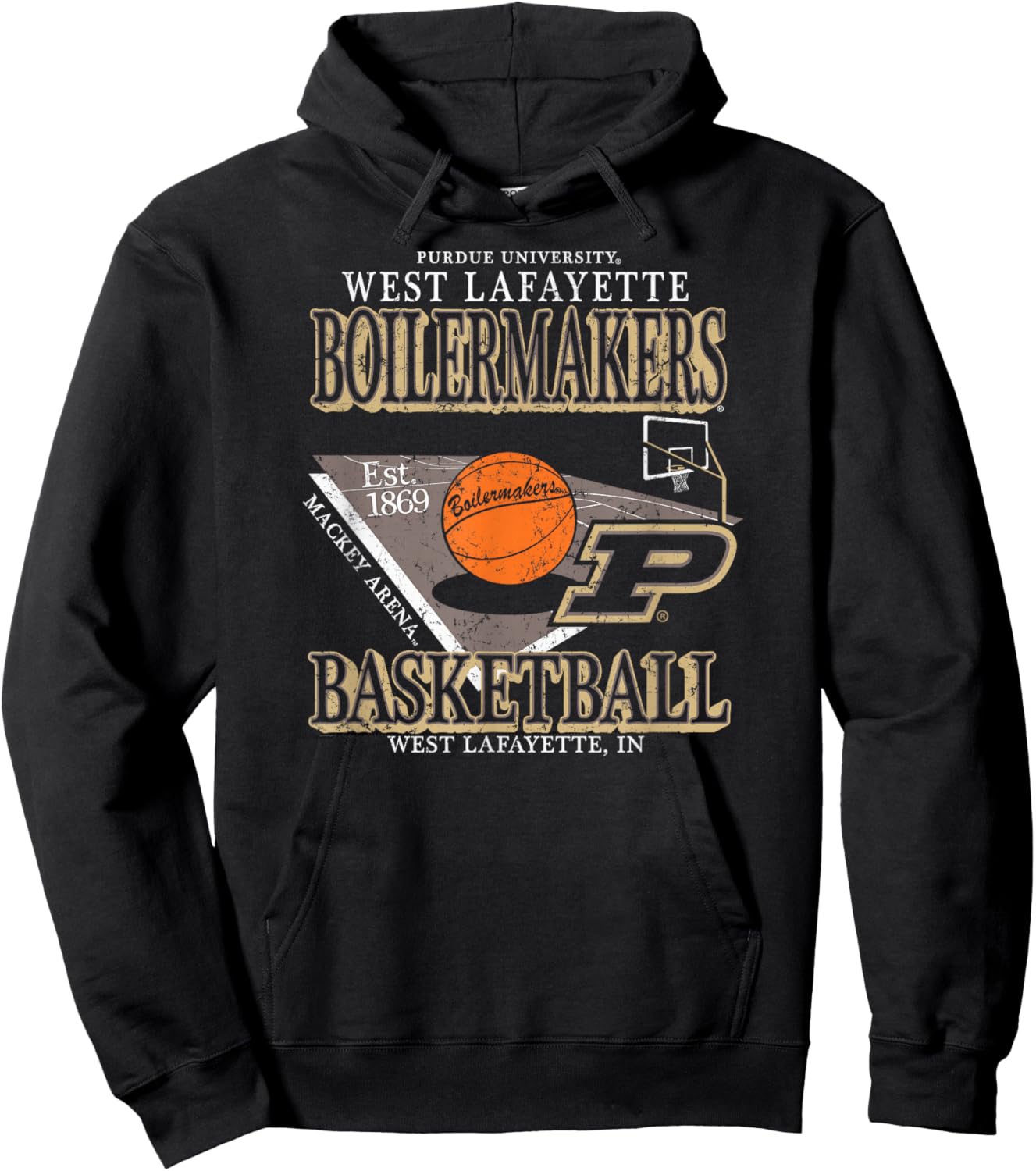 Purdue Boilermakers Basketball Vintage Mackey Arena Black Hoodie - Hoodie | Black