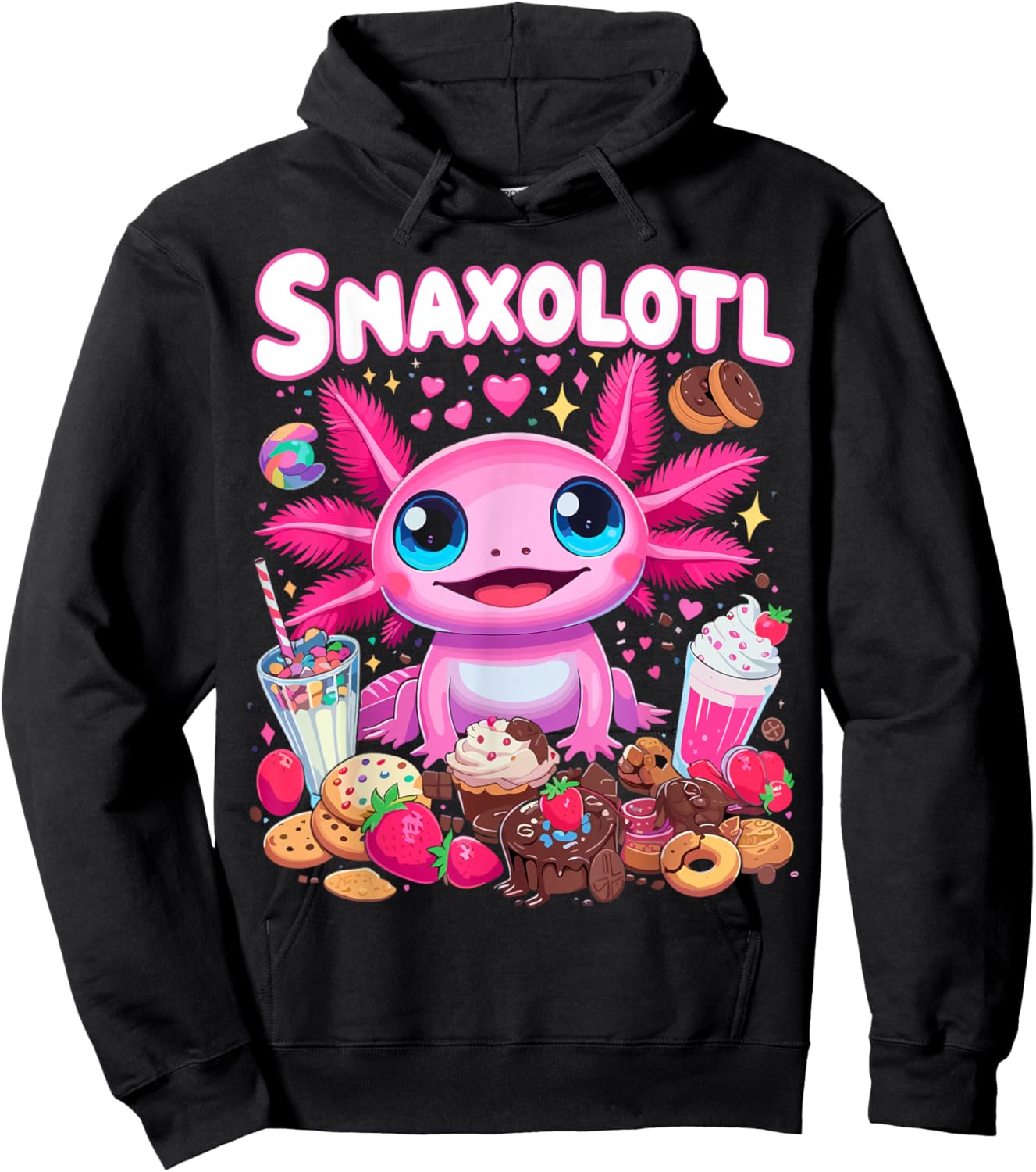 Axolotl Funny Snaxolotl Snacks Axolotls Hoodie - Hoodie | Black