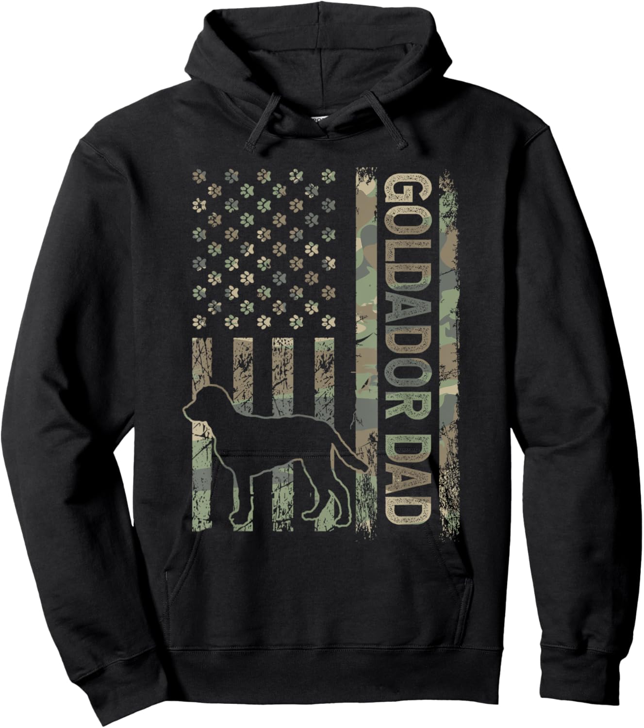 Patriotic Goldador Dad USA Flag Camo Crossbreed Lover Hoodie - Hoodie | Black