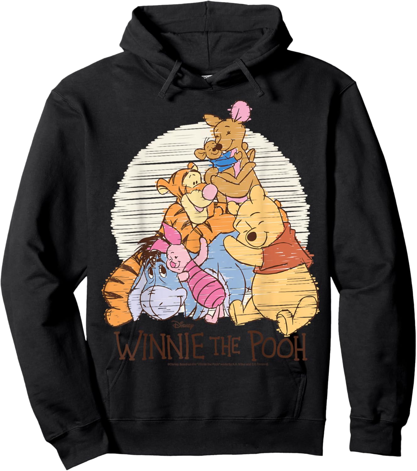 Winnie The Pooh - Pooh Eeyore Piglet Tigger Kanga Roo Hug Hoodie - Hoodie | Black