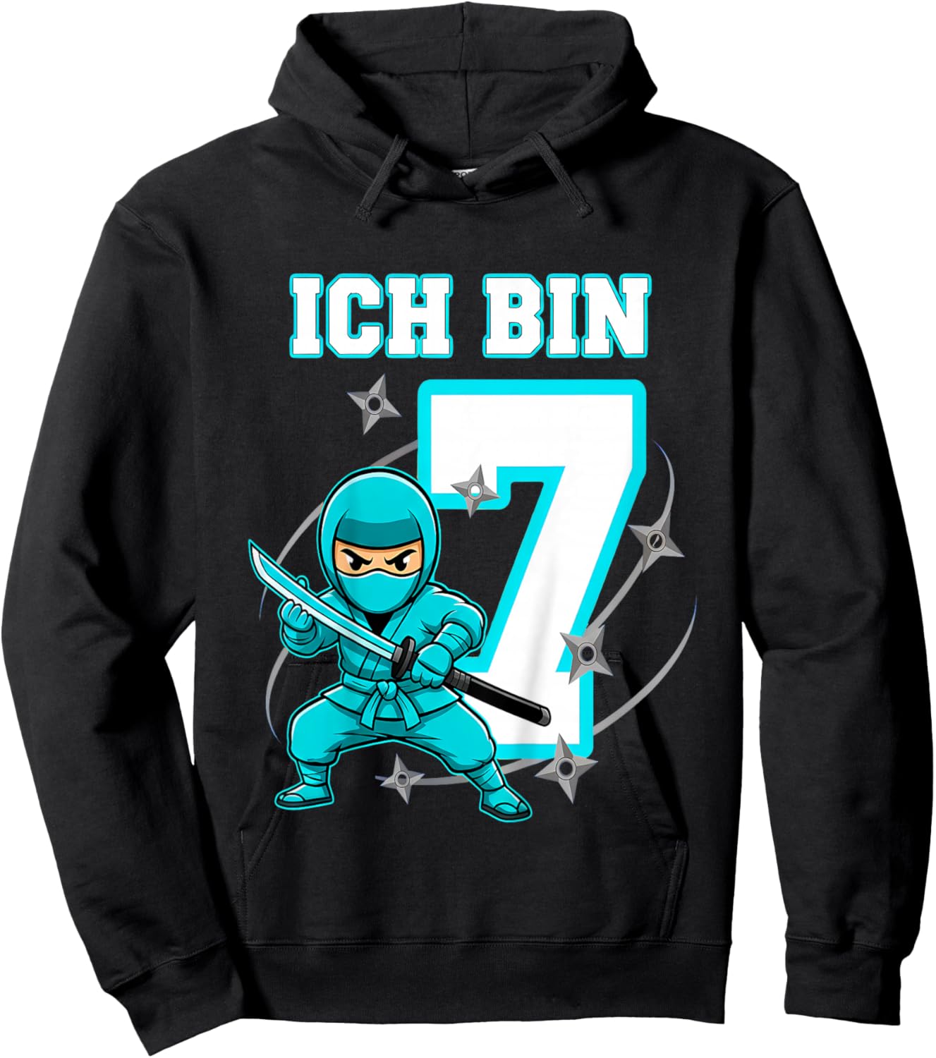 Ich Bin 7 Ninja Geburtstag 7 Jahre Junge Karate Hoodie - Hoodie | Black