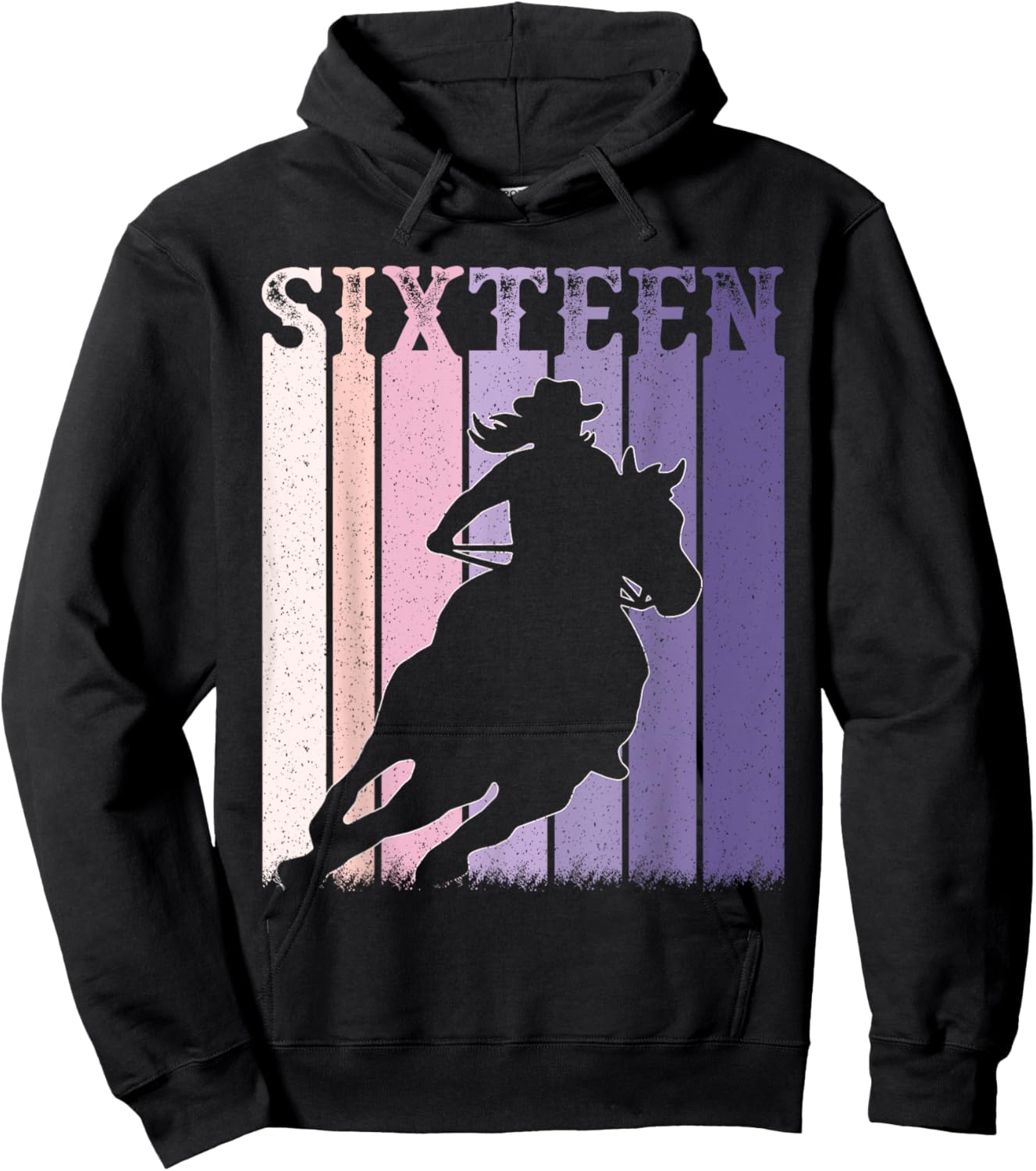 16th Birthday Cowgirl Girls 16 Year Old Rodeo Horse Vintage Hoodie - Hoodie | Black