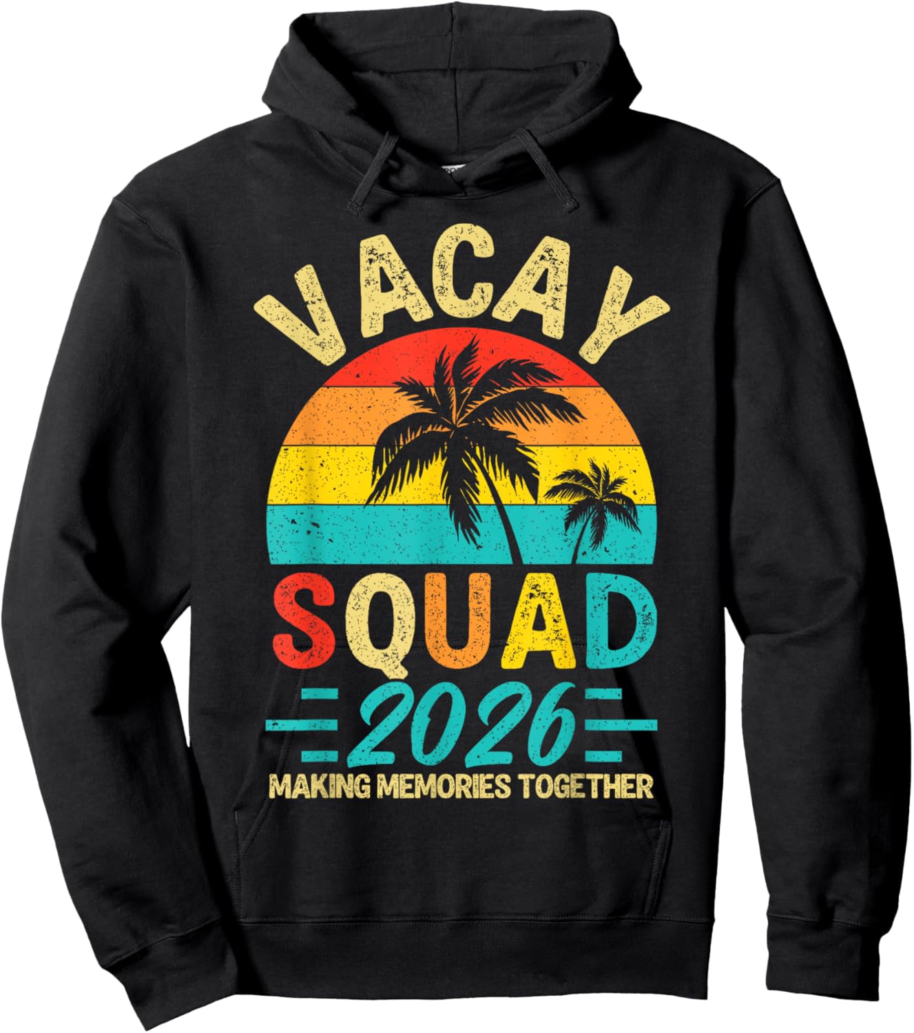 Vacay Squad 2026 Summer Vacation Family Friends Trip Palm Hoodie - Hoodie | Black