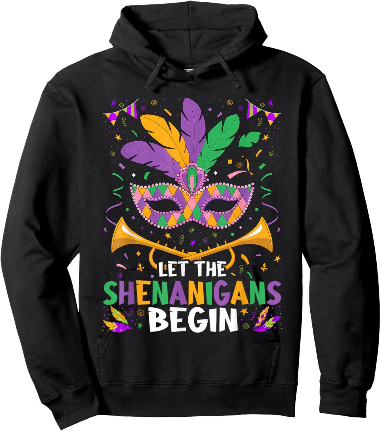Let The Shenanigans Begin | Mardi Gras Hoodie - Hoodie | Black