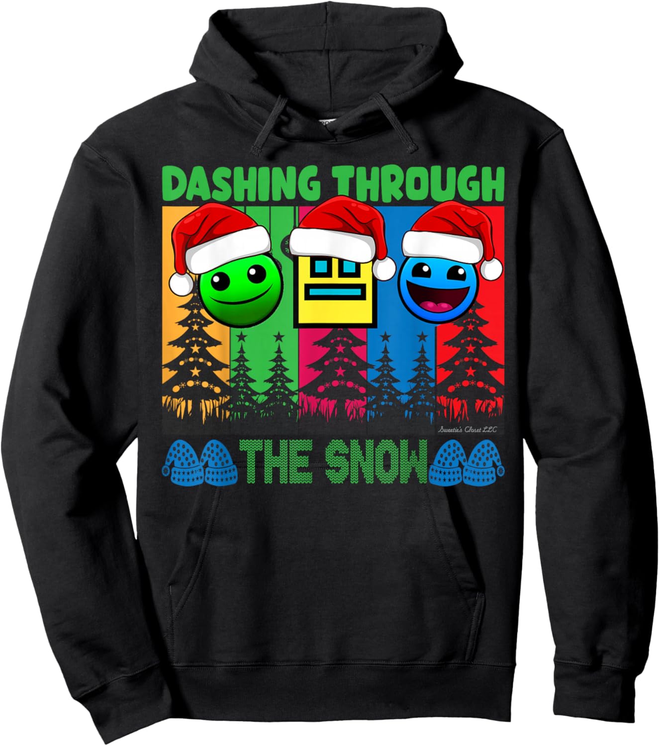 Geometry Dashing Through The Snow Sleep Dash Game Christmas Hoodie - Hoodie | Black