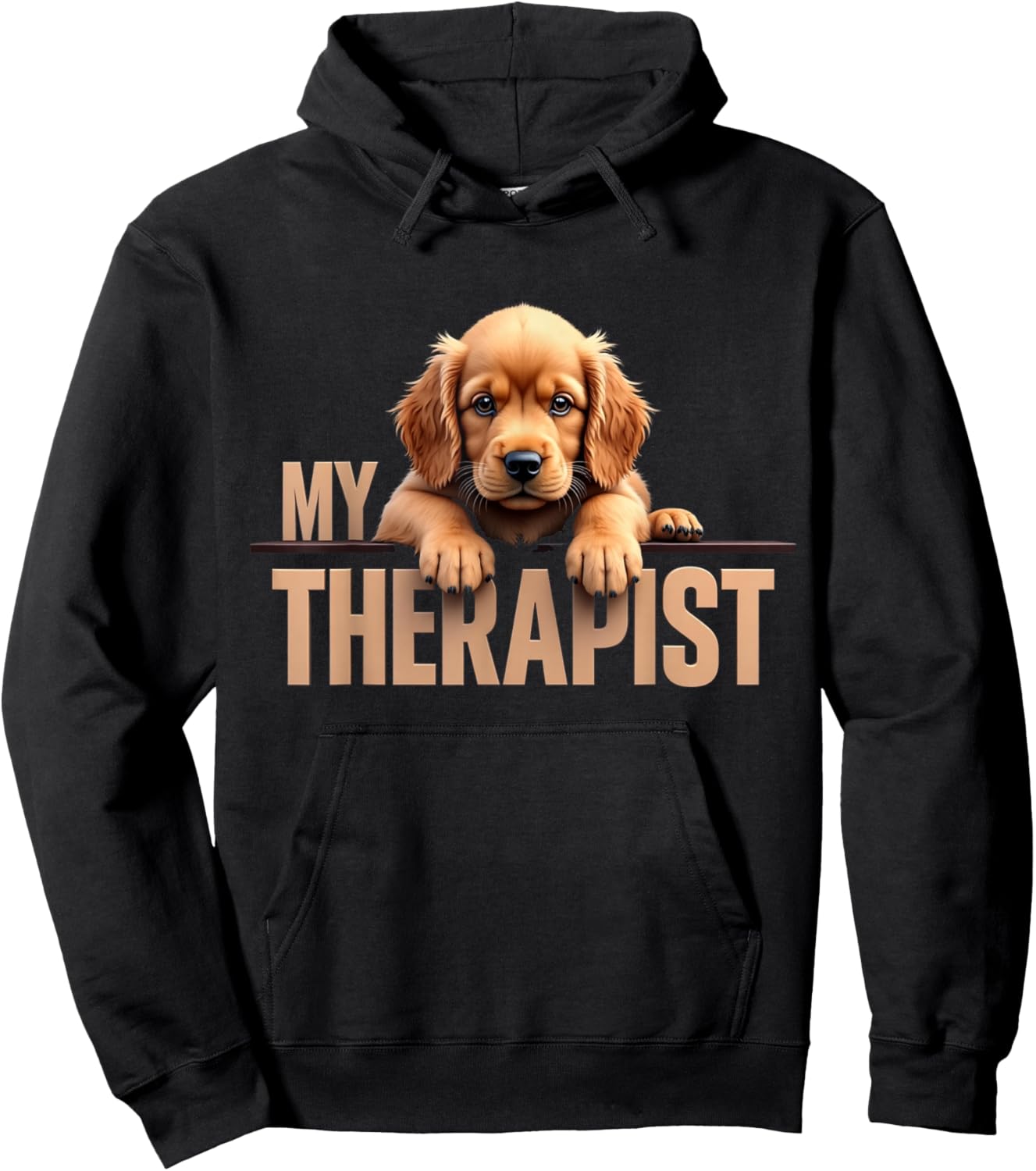 Funny Cockie Puppy My Therapist Cocker Spaniel Dog Hoodie - Hoodie | Black