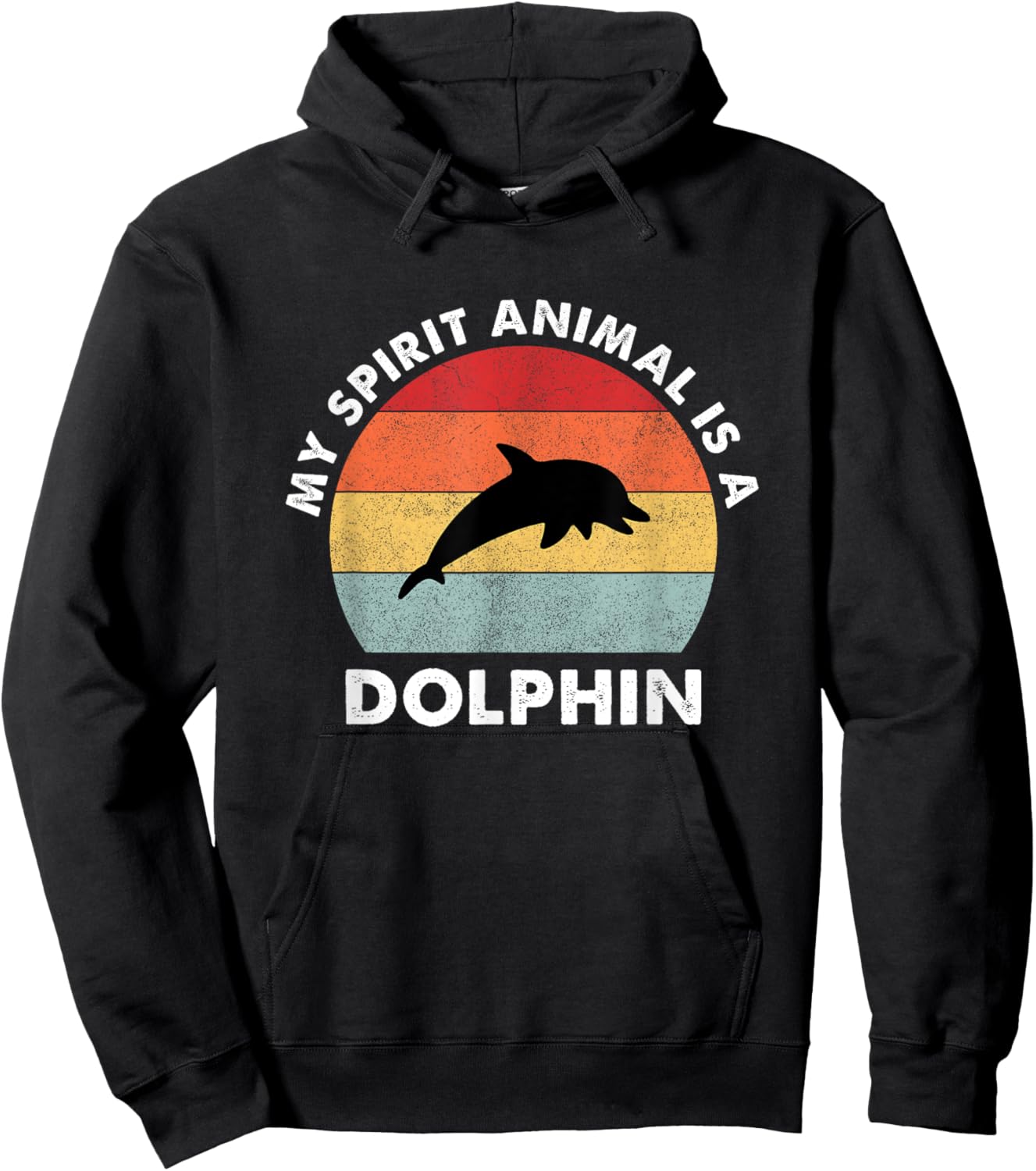 Vintage My Spirit Animal Is a Dolphin Hoodie - Hoodie | Black