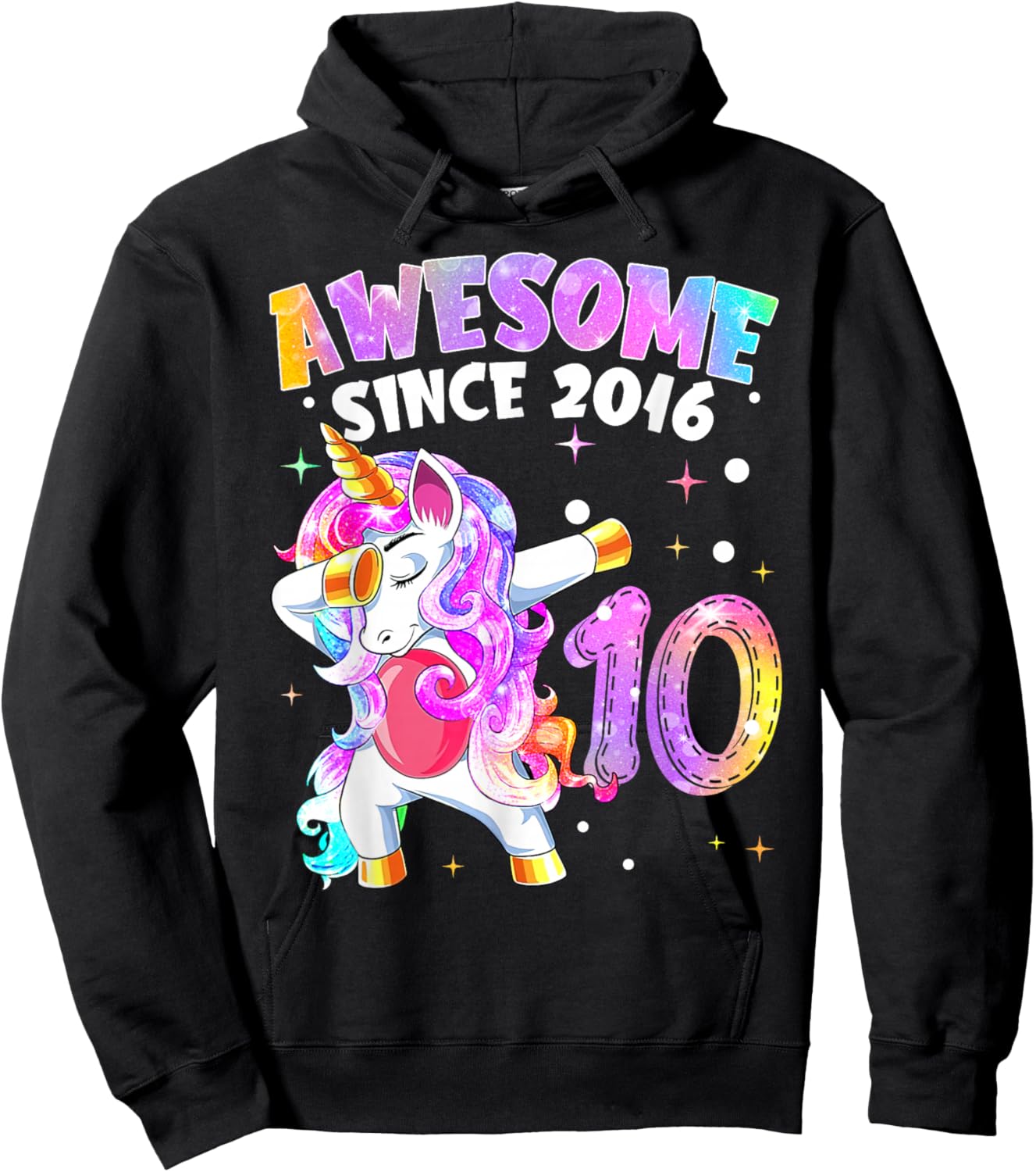 10e Anniversaire Licorne Fille 10 Ans génial Depuis 2016 Hoodie - Hoodie | Black