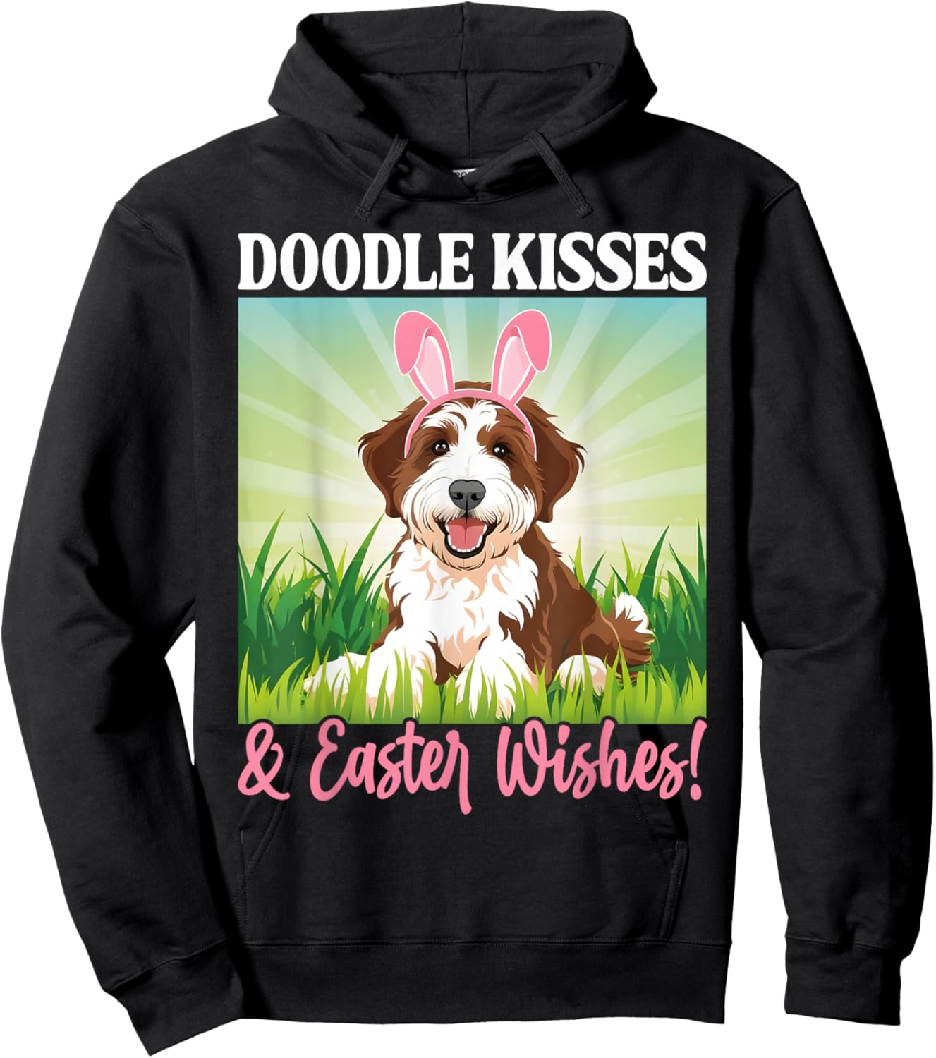 Easter Doodle Bunny Kisses Spring Dog Pet Lover Hoodie - Hoodie | Black