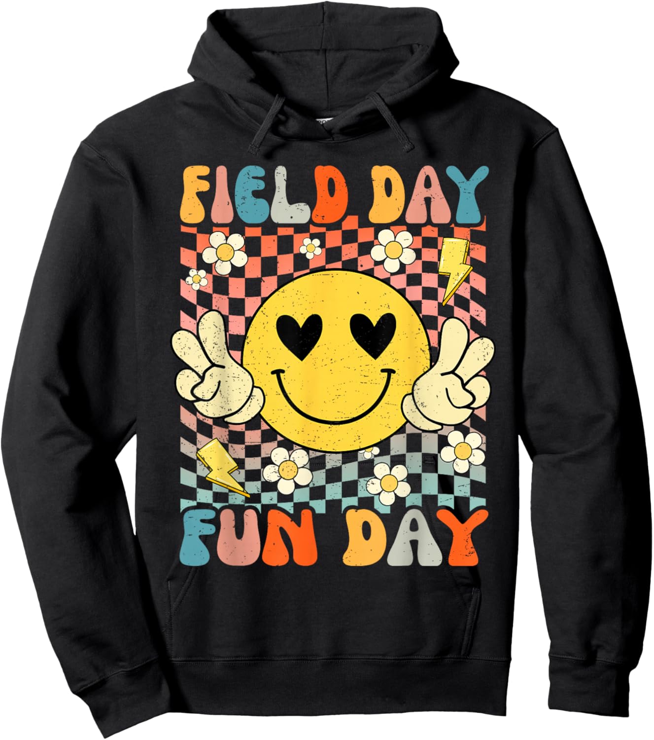 Field Day Fun Day Groovy Retro Field Trip Funny Boys Girls Hoodie - Hoodie | Black