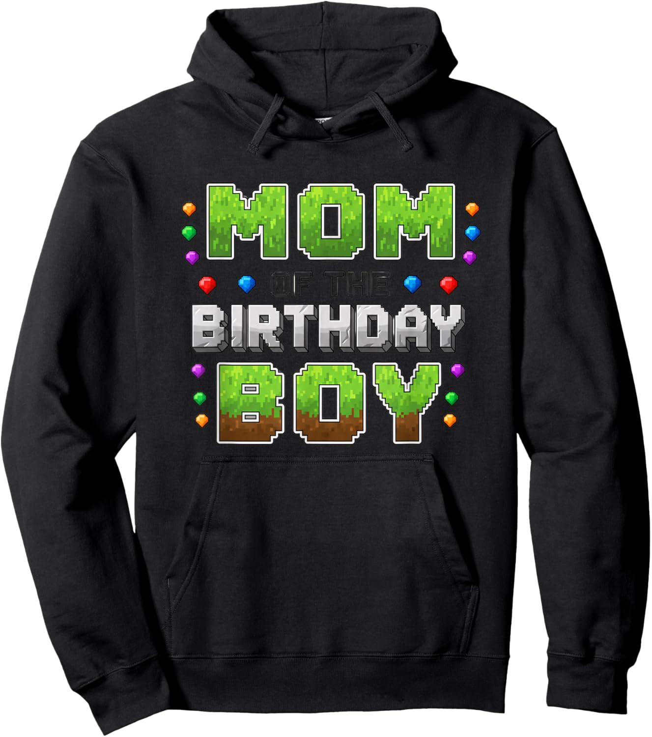 Birthday Mom of The Birthday Boy Pixel Gamer Party Hoodie - Hoodie | Black