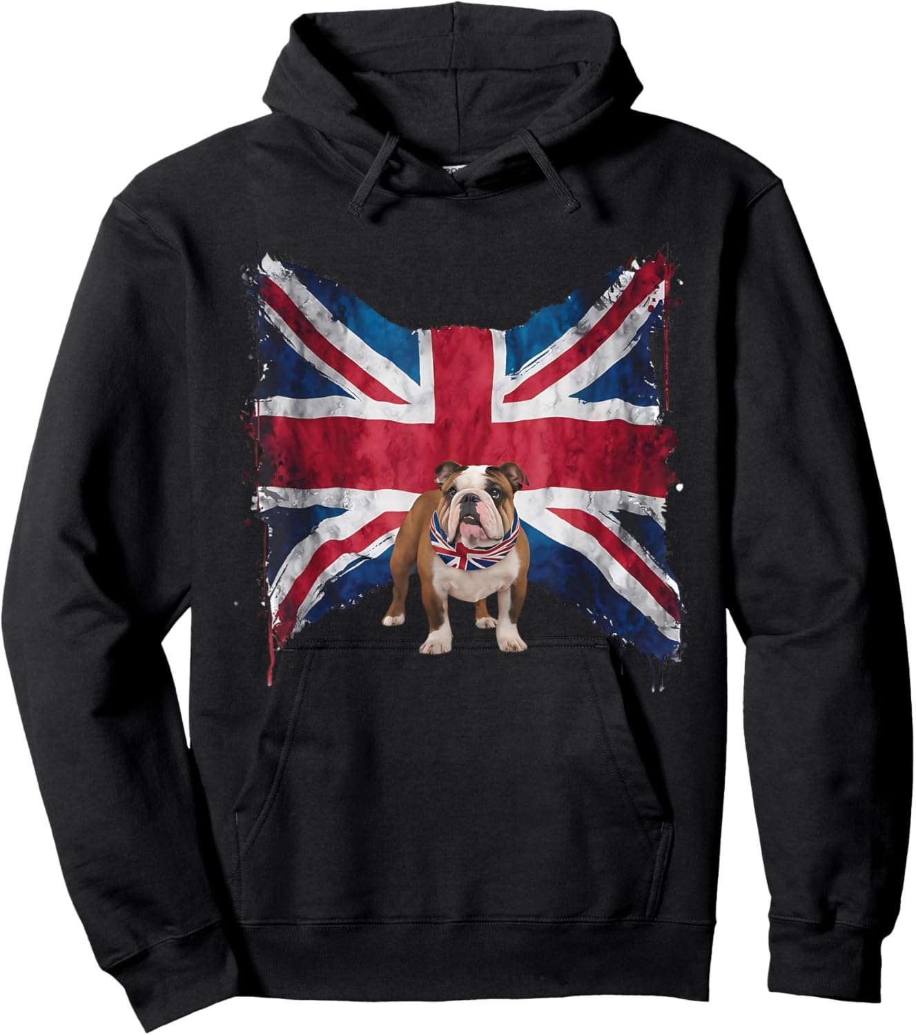 British Bulldog with grunge British Flag for British English Hoodie - Hoodie | Black