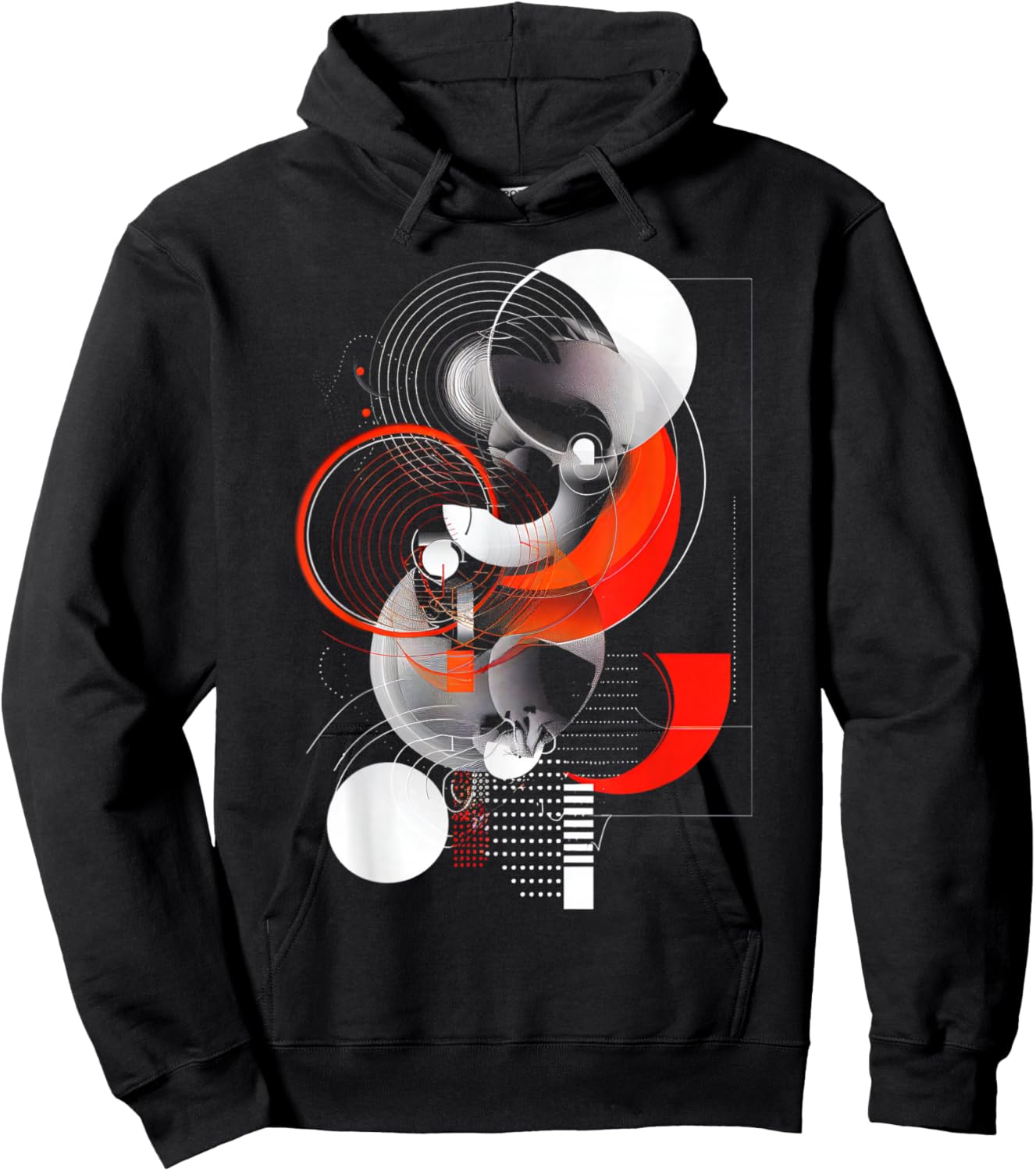 Abstract Red, Black and White Geometric Art Hoodie - Hoodie | Black