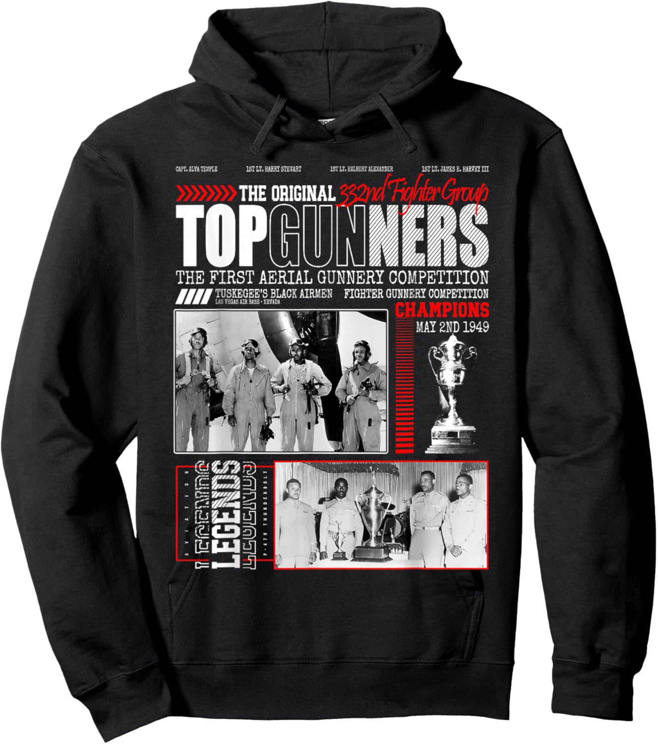 Tuskegee's Top Gunnery 1949 Black Airmen 332nd Fighter Group Hoodie - Hoodie | Black