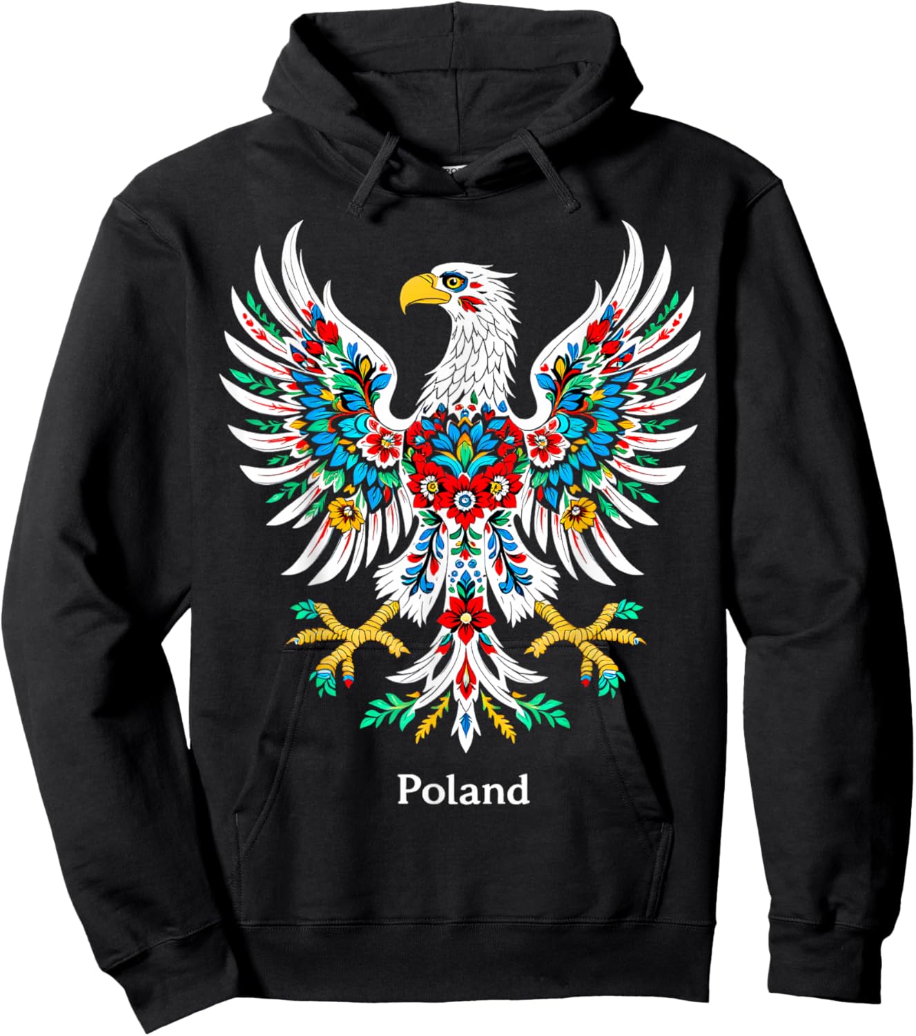 Polish Floral Eagle Folk Art Design Hoodie - Hoodie | Black