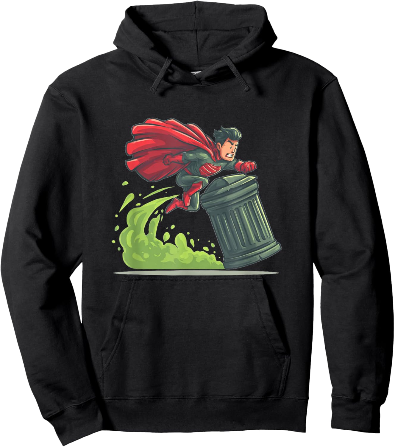 Flying Hero with Trash Can Costume for Take Out The Trash Hoodie - Hoodie | Black