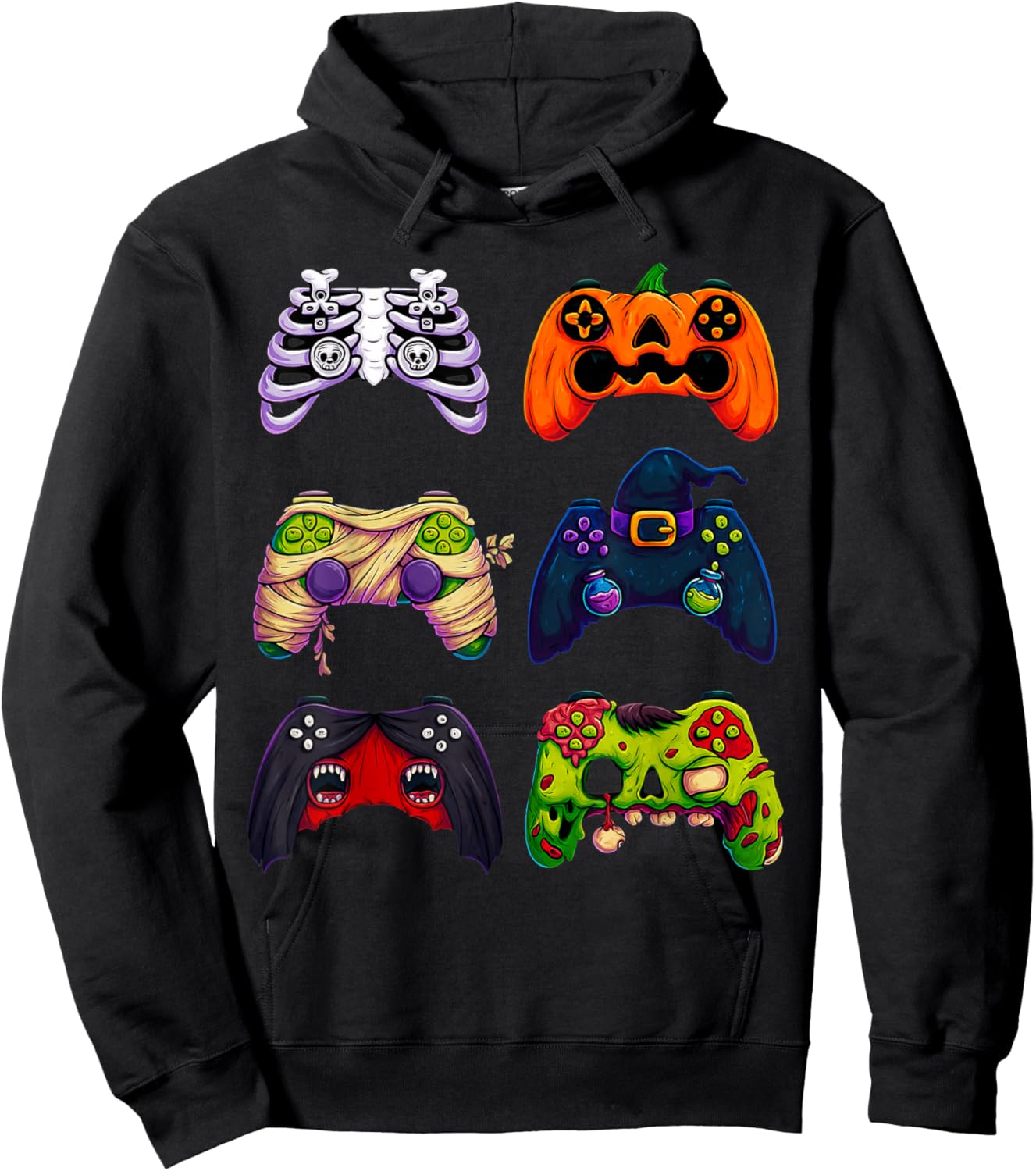 Halloween Skeleton Zombie Gaming Controllers Hoodie - Hoodie | Black