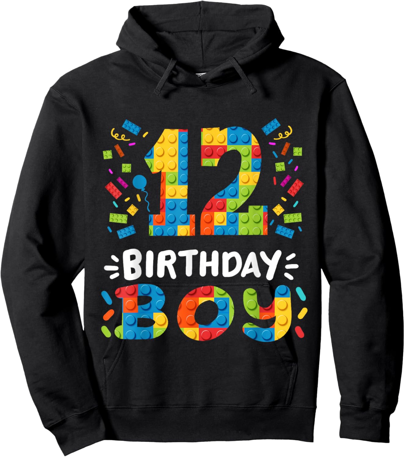 Kids 12 Years Old Building Blocks Builder 12th Birthday Boys Hoodie - Hoodie | Black