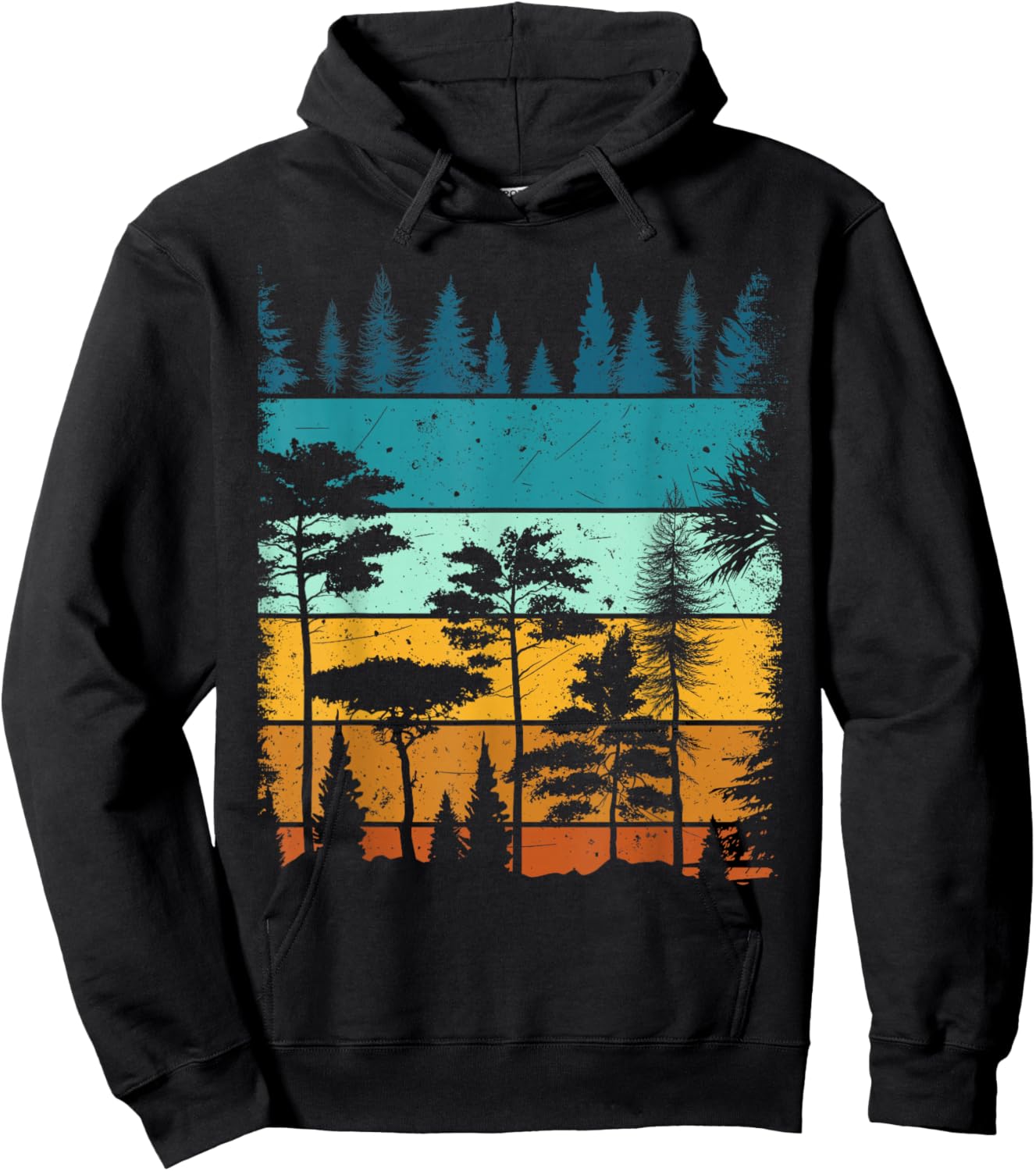 Retro Forest Trees Outdoors Nature Wildlife Vintage Graphic Hoodie - Hoodie | Black
