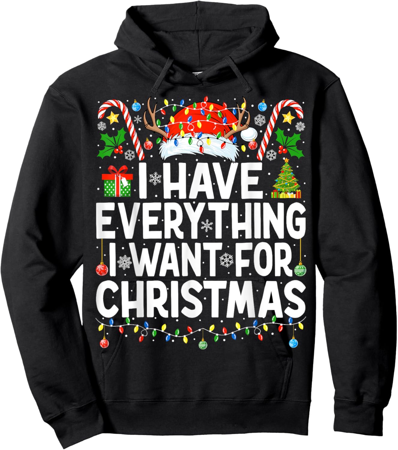 Have Everything I Want for Christmas Couple Pajama Couples Hoodie - Hoodie | Black