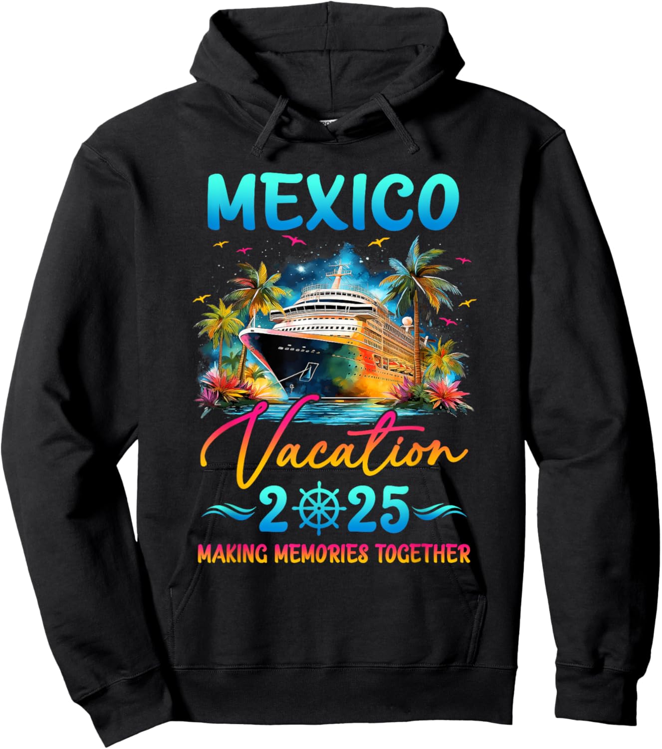 Mexico Family Vacation 2025 Matching Group Summer Hoodie - Hoodie | Black