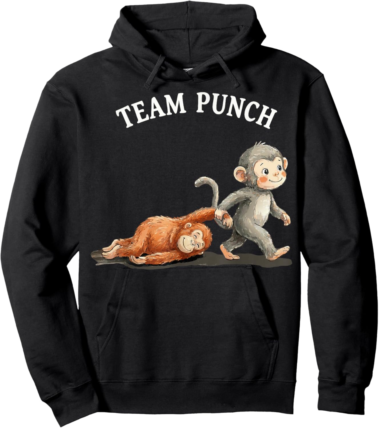 Team Punch Baby Monkey Punch Hoodie - Hoodie | Black