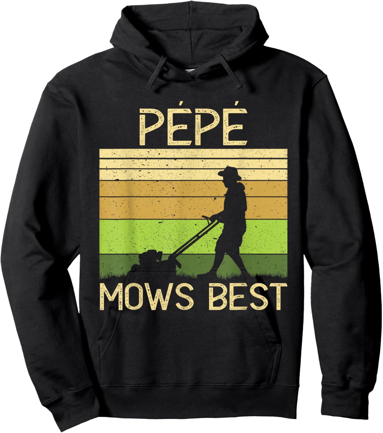 Pepe Mows Best Funny Lawn Mowing Grandpa Gardening Hoodie - Hoodie | Black