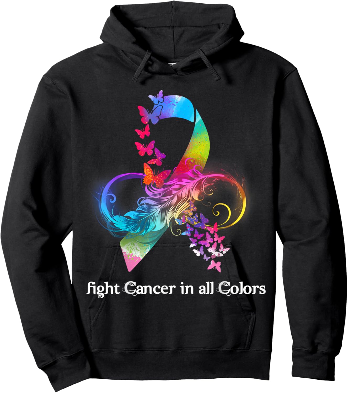 Fight Cancer In All Color Breast Cancer Awareness Hoodie - Hoodie | Black
