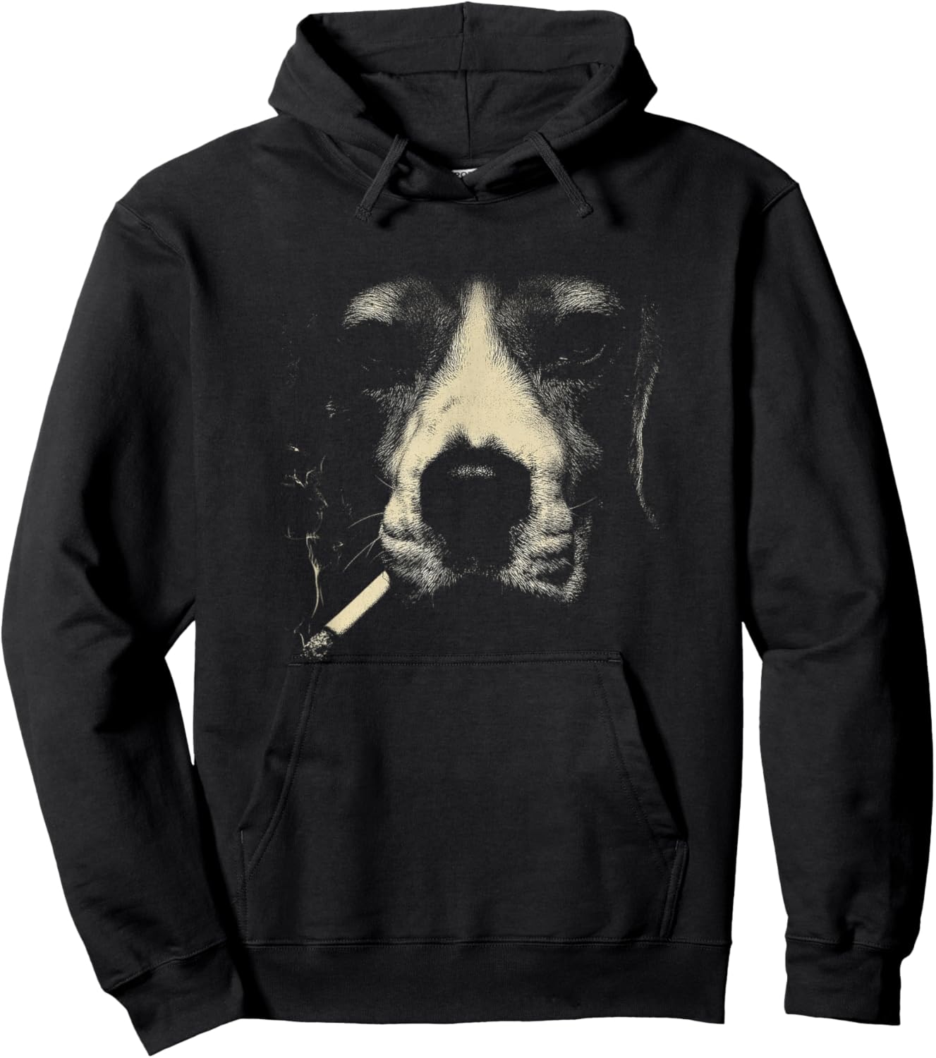 Smoking Dog Face with Cigarette Abstract Minimal Hoodie - Hoodie | Black