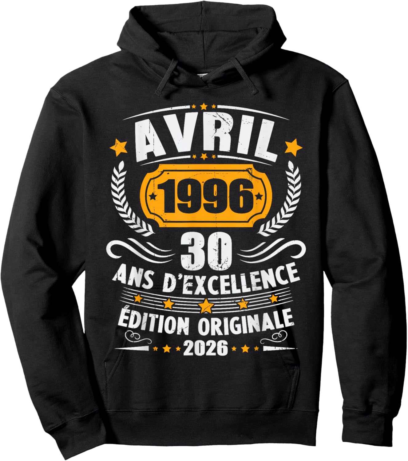 Vintage Avril 1996 Cadeau Anniversaire 30 Ans Hommes Femmes Hoodie - Hoodie | Black
