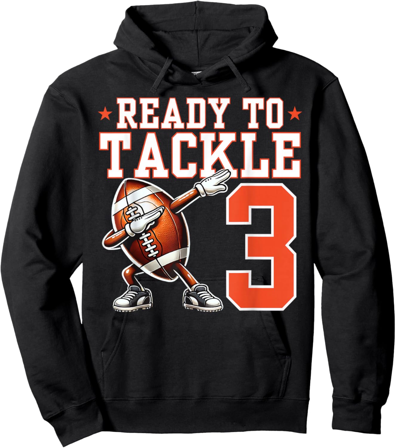Ready to Tackle 3 Years Old 3rd Birthday Football Party Hoodie - Hoodie | Black